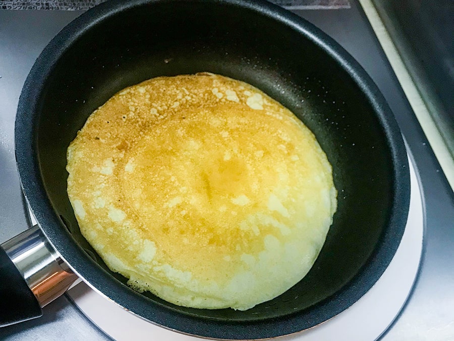 しっかり焼いてから裏返す