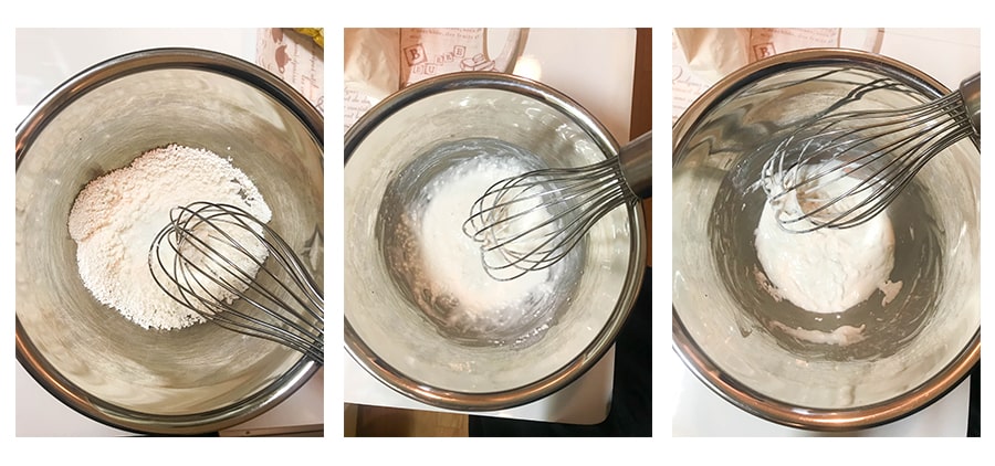 白玉粉に牛乳を加えて混ぜる